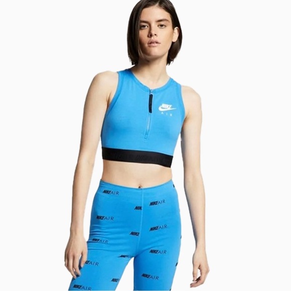 Nike Air NWT Blue Zip Front Cropped Tank Top size Large - Picture 3 of 12